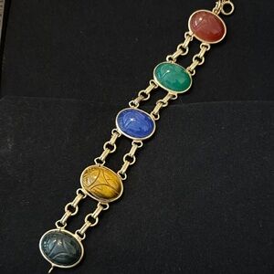 Gold-Tone Multi-Color Gemstone Bracelet